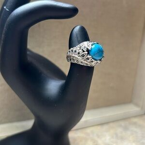 Turquoise and filigree cocktail ring